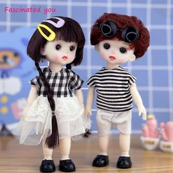 Poupée BJD maquillée, 2 pièces, 16Cm, adorable, belle fille et garçon, 13 articulations mobiles, cheveux longs, bricolage, 1/12 