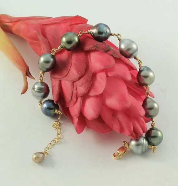 Pearls Link Chain Bracelet seed Pearl Bracelet Sterling Silver small white real pearl Bracelet simple rice pearl bracelet - Image 3