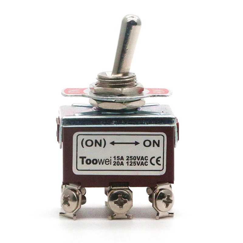 Toowei T702DW 6 контактов кратковременный переключатель ON-(ON) 15A 250 V/20A 125V монтажное отверстие 12 мм/винтовой контакт