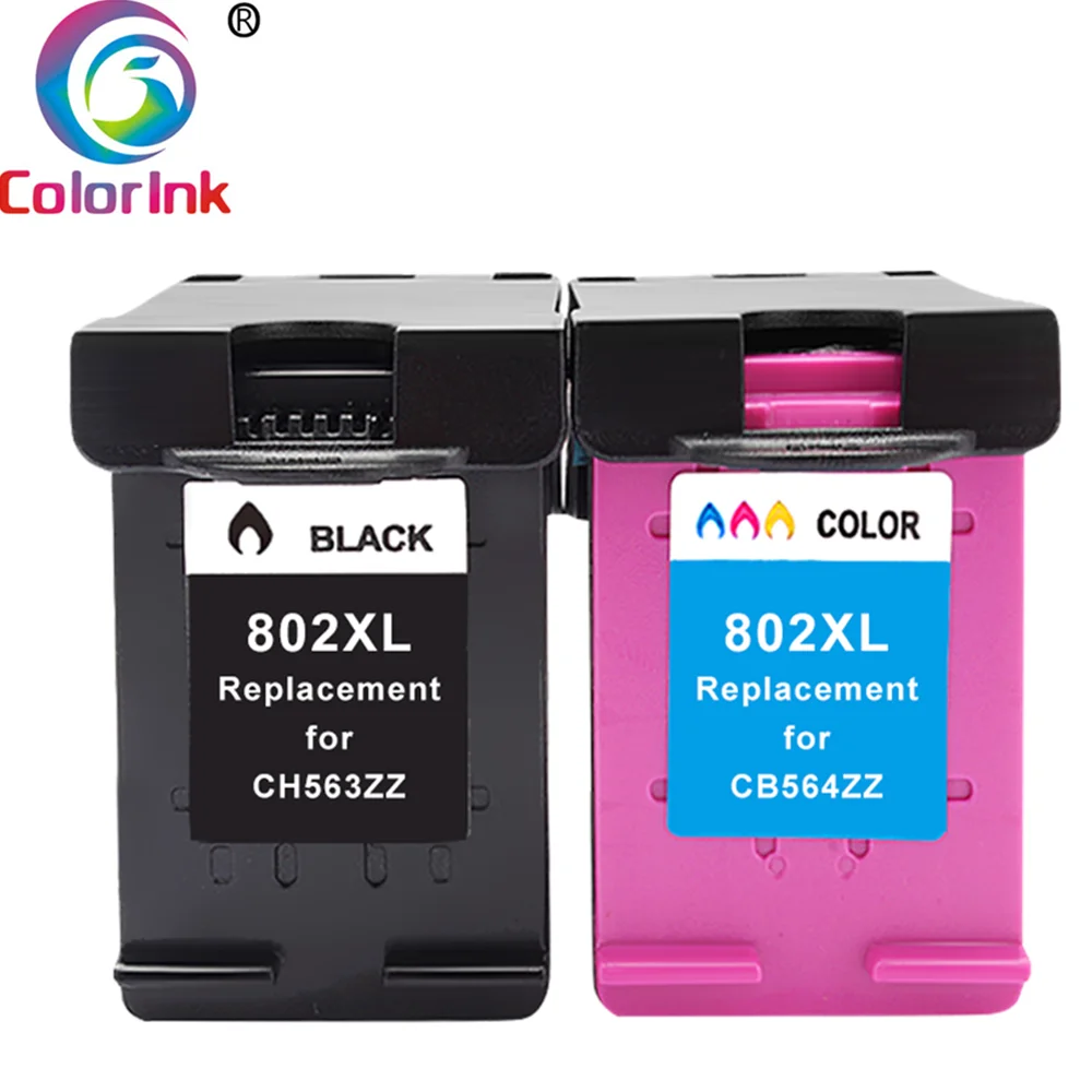 ColoInk 2шт для HP 802 чернильный картридж 802xl Deskjet 1510 1000 1010 1050 1511 2000 2050 3050 3512 4500 J110a J210a J410a |