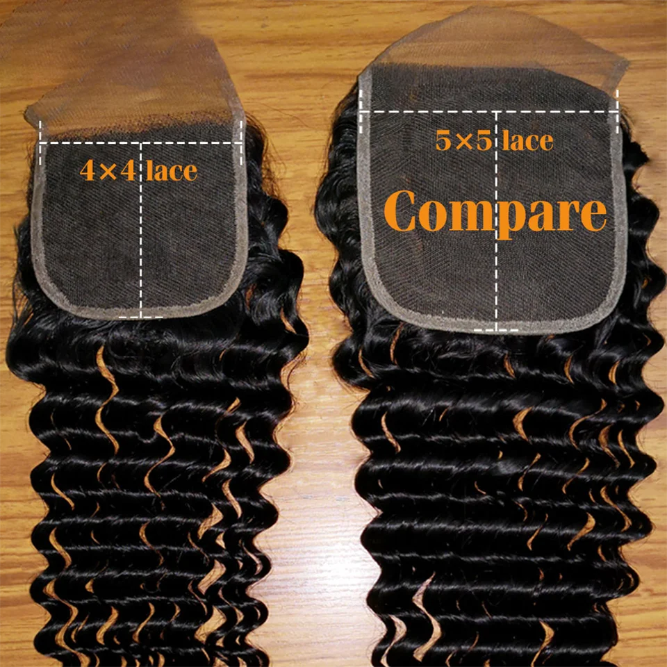 Deep Wave 4x4 HD Lace Closure Human Hair For Women Brazilian Pre Plucked Transparent 13x4 Lace Frontal Closure Human Hair