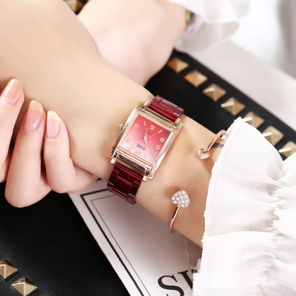 Гладкие минималистичные Геометрические Квадратные градиентные матовые женские кварцевые часы новые женские часы роскошные часы с браслетом женские ювелирные изделия