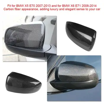 

1Pair Car Side Rear View Mirror Cover Trim for BMW X5 E70 2007-2013 X6 E71 2008 2009 2010 2011 2012 2013 2014 Carbon Fiber