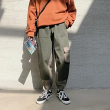 Рабочие брюки для мужчин, модные, контрастные цвета, повседневные, мульти-карманы, Комбинезоны для мужчин, уличная одежда, хип-хоп, свободные бегуны, спортивные штаны, M-5XL