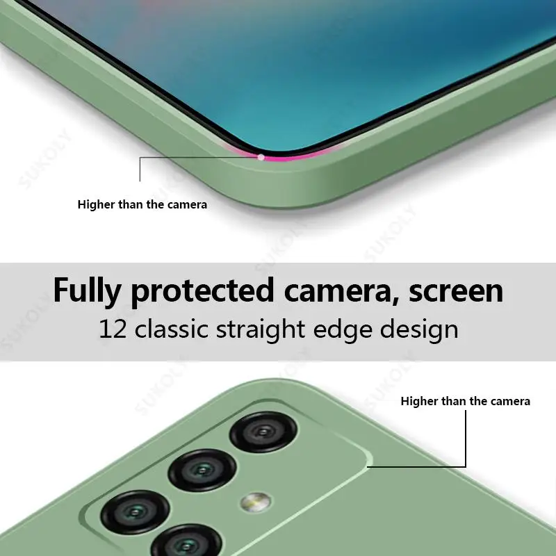 cute phone cases for samsung  VUÔNG Liquid Silicone Ốp Lưng Dành Cho Samsung Galaxy Samsung Galaxy S22 Cực A52 A72 A32 A51 A50 70 S20 FE S21 S10 Plus camera Bảo Vệ Bìa Mềm kawaii phone cases samsung