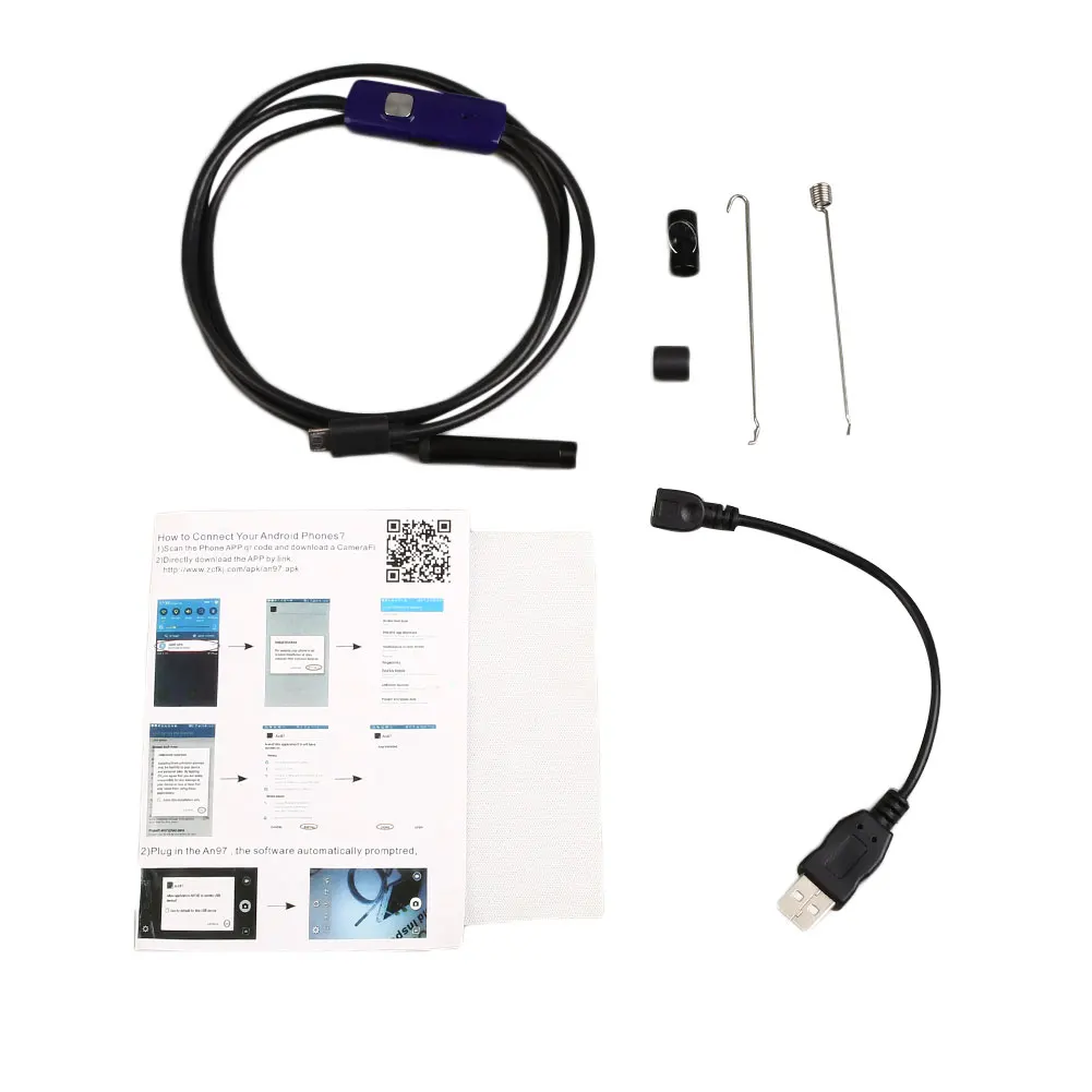 Бороскоп OTG USB Водонепроницаемый эндоскоп 7 мм для Android 1 М камера для осмотра Мини Синий фото съемки телефона