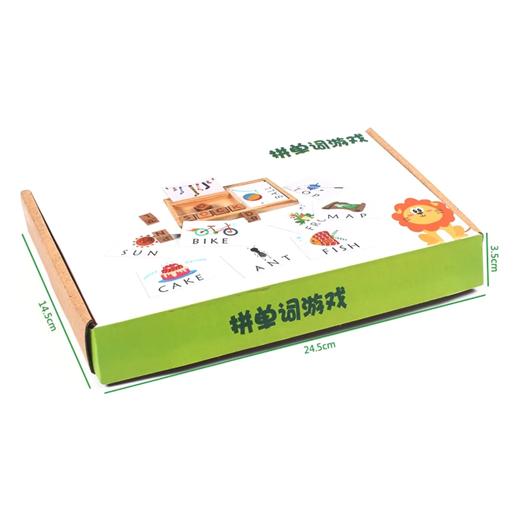 

Wooden 3-in-1 Spell Learning Game Puzzle Cardboard Cognitive English Letter Alphabet Baby Educational Toy for Kid Birthday Gift