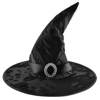 

Halloween Witch Wizard Hats Party Headgear Festive Props Cosplay Costume Accessories for Children Adult Party (Black)