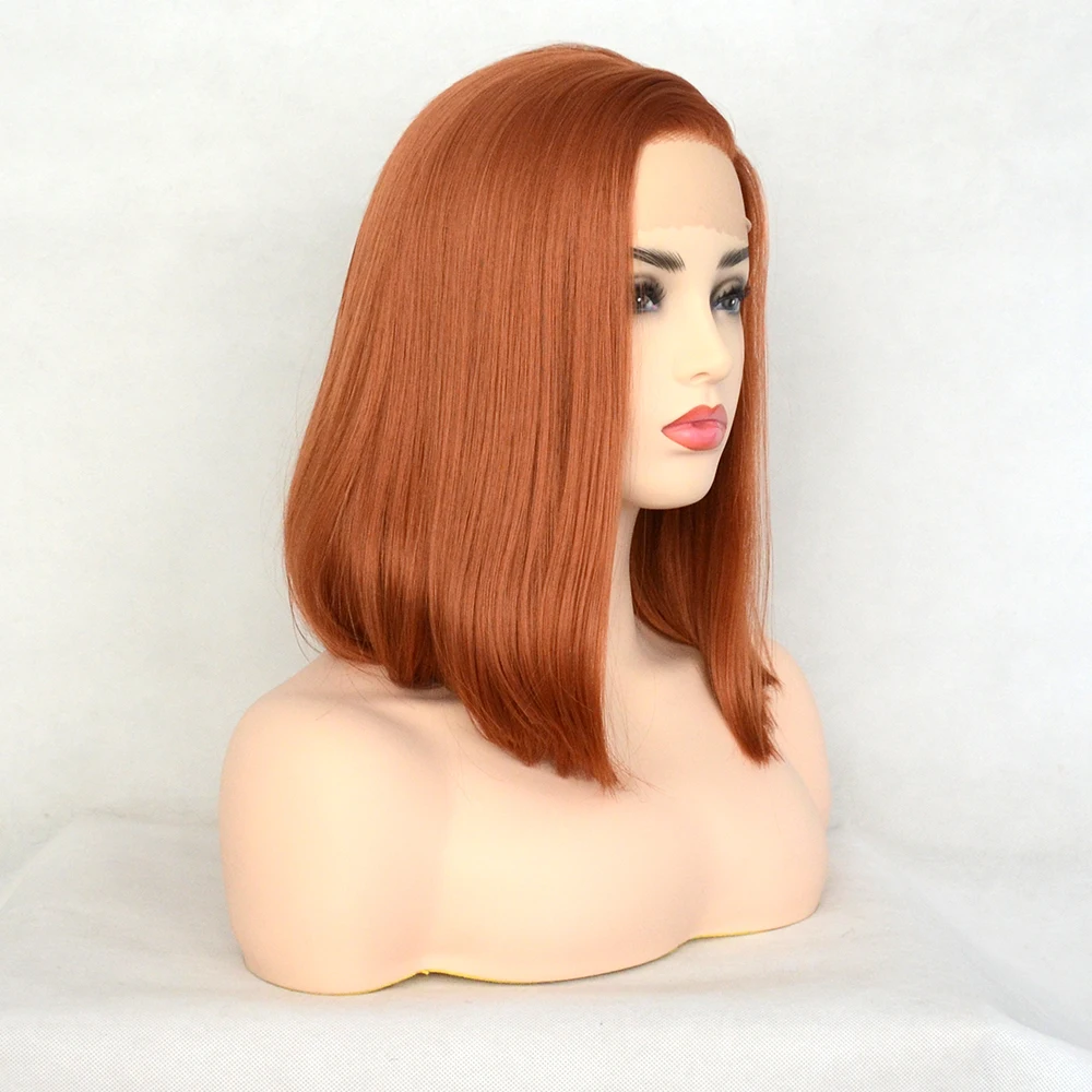 Парик Vogue Queen Orange Bob Женский фронтальный парик из синтетических волокон при