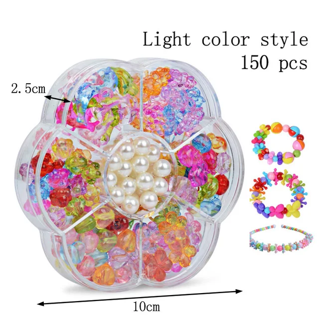 Children Beads Plum Blossom Box Set DIY Handmade Bead Toy Necklace Building Kit Girl Weaving Bracelet Jewelry Making Toy Gift 5