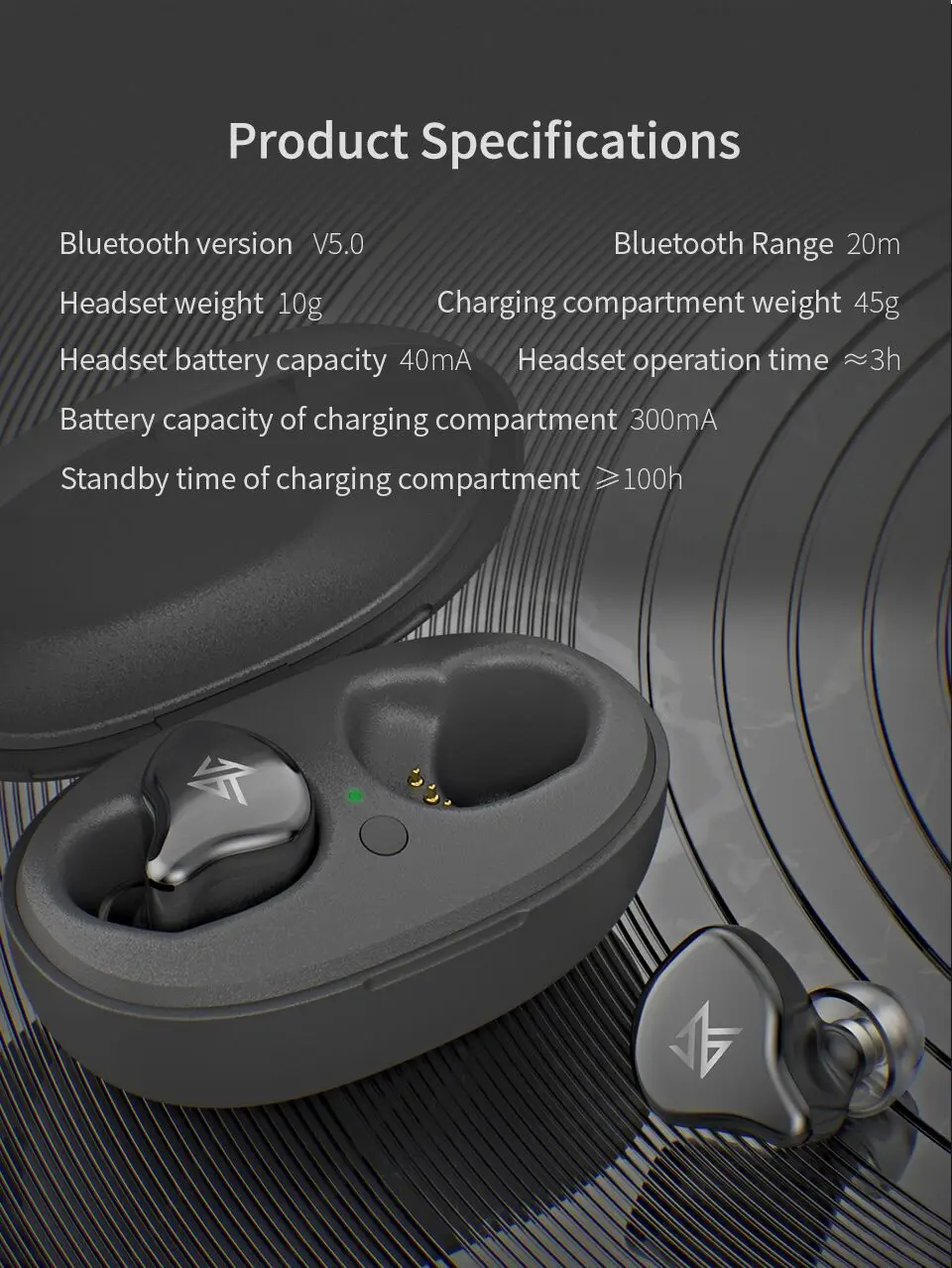 KZ Bluetooth 5,0 S1/S1D TWS Беспроводные сенсорные контроллеры, динамические/гибридные наушники, гарнитура с шумоподавлением, спортивные наушники
