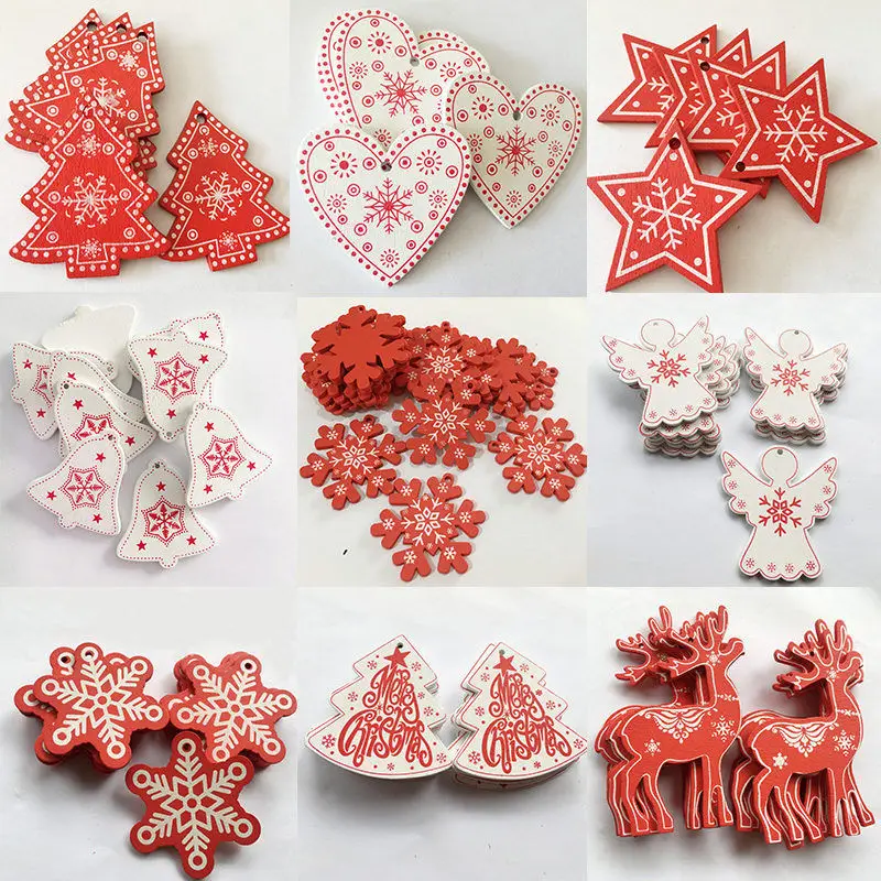 

10pcs 5CM New Year Natural Wood Christmas Ornaments Pendant Hanging Gifts Xmas Tree Decor Home Wedding Decoration 62082