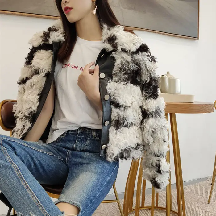 Женская куртка из овчины OFTBUY, с натуральным мехом овцы, плотная зимняя шерстяная куртка, теплая и модная уличная одежда