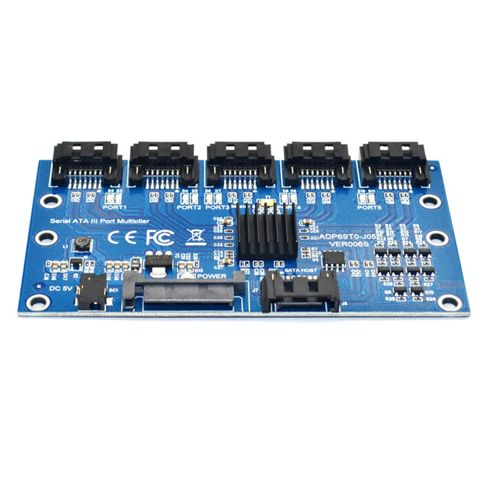 1 to 5 Port SATA3.0 Controller Card - 6Gbps Multiplier SATA Port Riser Adapter for HDD Description Image.