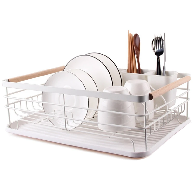 

Iron Kitchen Dish Drying Rack Tableware Drainer Storage Basket Shelf Forks Bowl Plate Dishes Holder Drainer Sink Organizer