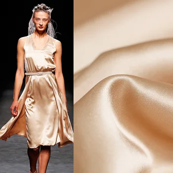 

100x148cm Champagne Color Wrinkle Resistance Acetate Fabric Woman Spring and Summer Dress Blouse Sleepwear DIY Sewing