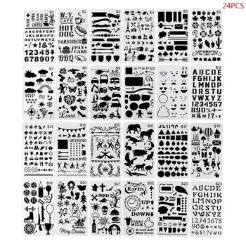 

24Pcs/Set Wanderings Journal Border Drawing Template Ruler Stencil Painting Board DIY Album