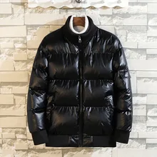 Сезонная Мужская плотная однотонная пуховая одежда из хлопка с воротником-стойкой для отдыха, однотонная одежда с хлопковой подкладкой