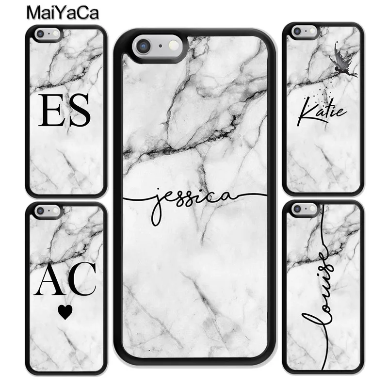 MaiYaCa PERSONALISED GREY MARBLE INITIALS NAME Case Cover for iPhone 5s SE 6s 7 8 plus X XR XS 11 pro max Galaxy S6 S7 S8 S9 S10 |