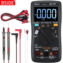 BSIDE ZT102 102A RMS Verdadeiro Multímetro Digital Auto Gama Voltímetro Amperímetro Multimetro NCV Temperatura Ohm Capacitância HZ Tester