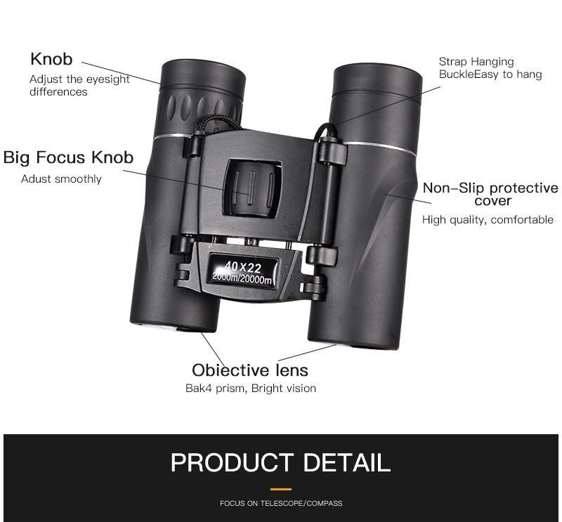 40x22 HD Compact Folding Travel Mini Binoculars Opera Glasses Mini telescope For Hunting Travel