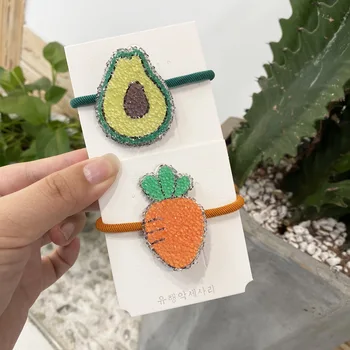 

2Pcs/lot Crystal Transparent Fashion Fruit Avocado Hair Band Baby Girls Hair Accessories Cute Cartoon Jelly Children Hairband