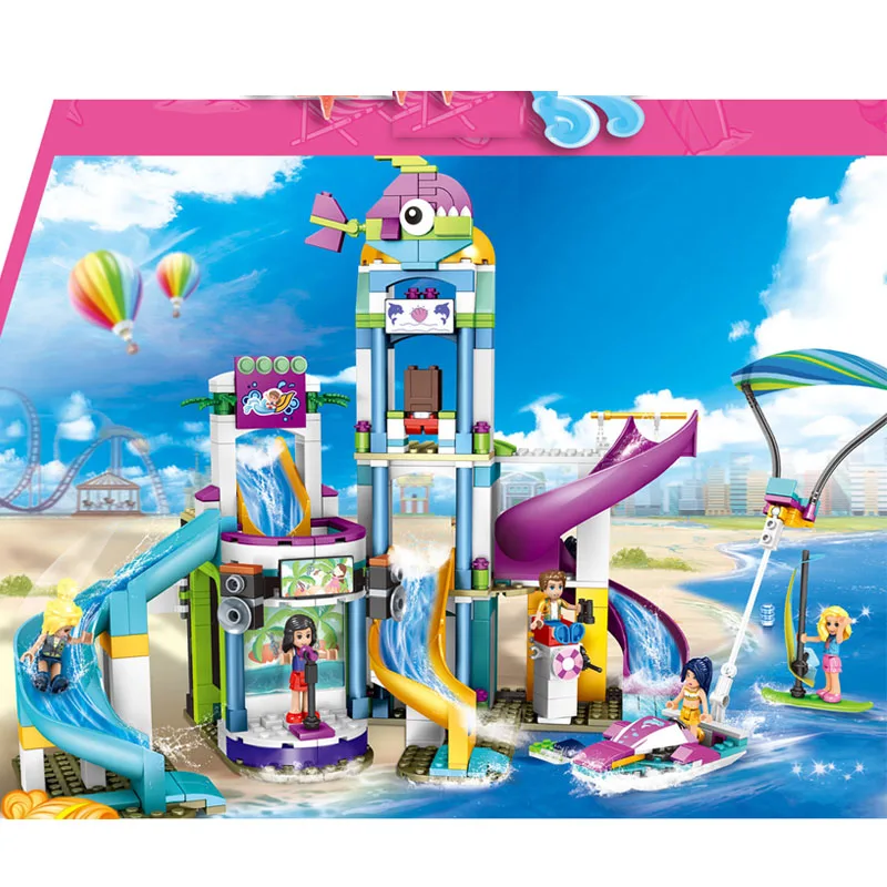 

544Pcs Girls Series Prince Princess Beach playground water park Model Building Blocks For children Girl Gifts