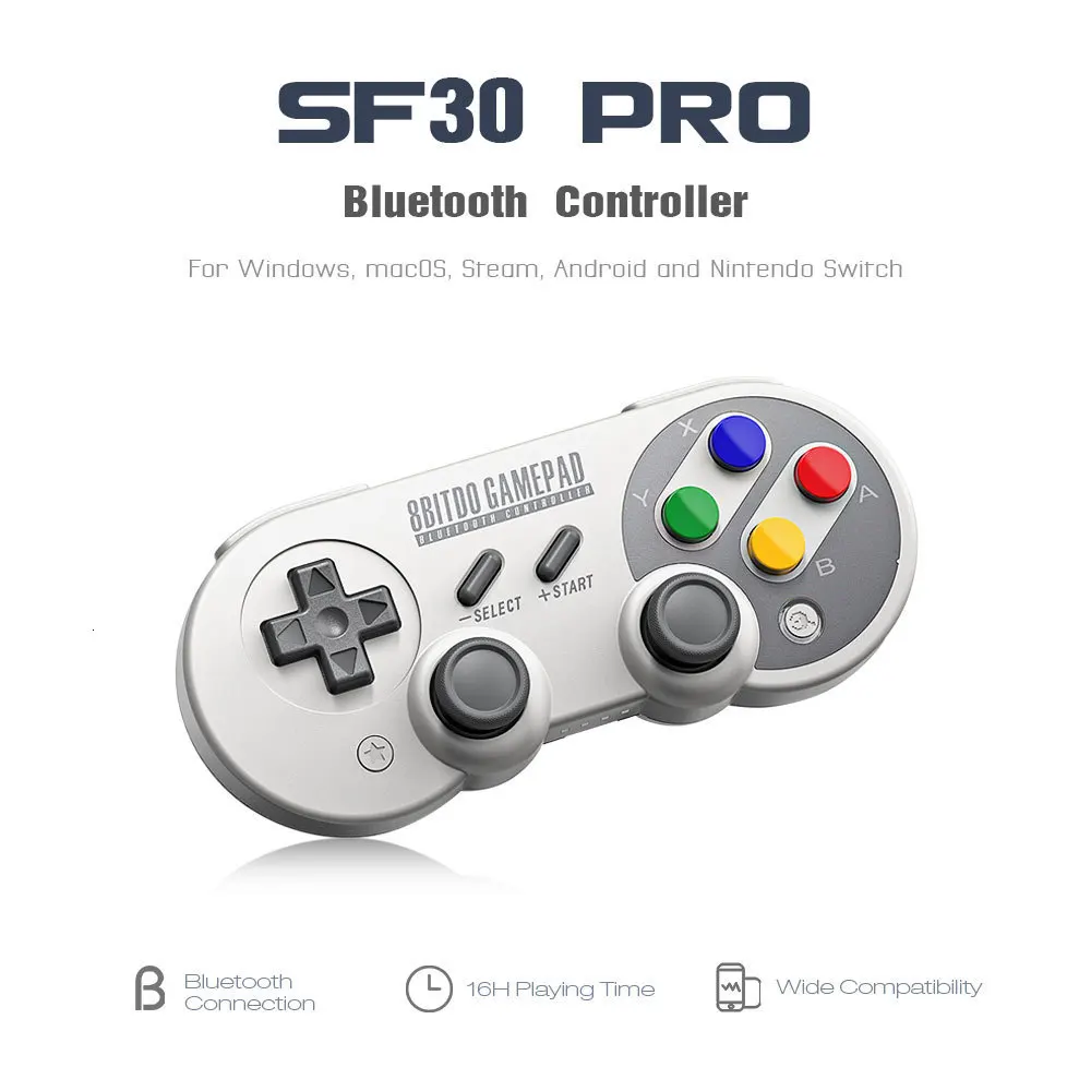 Official 8BitDo SF30 Pro Wireless Bluetooth Gamepad Controller with Joystick for Windows Android macOS Nintendo Switch Steam