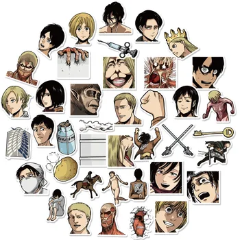 

40Pcs/lot Japanese Anime Attack on titan Mikasa Levi Eren Stickers For Car Phone Luggage Laptop Bicycle Decal Sticker