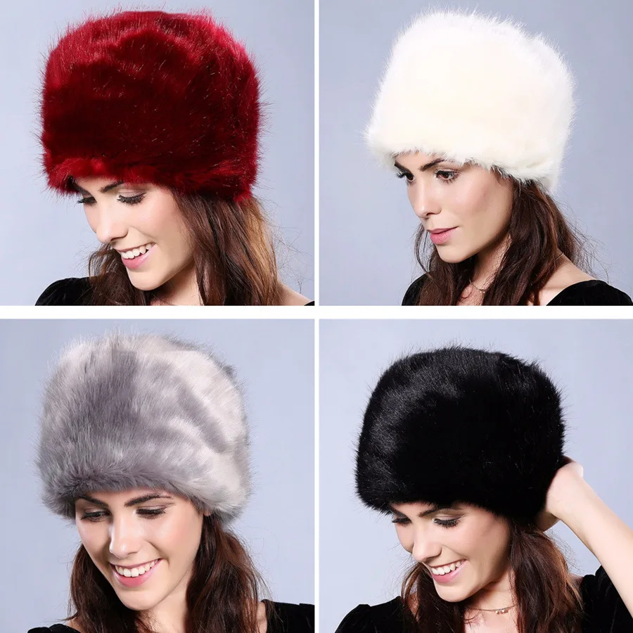 Женская меховая шапка зимняя из натурального меха лисы эластичная теплая мягкая