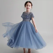 Нарядное длинное платье для выпускного бала с цветами; платья для девочек-подростков; детская праздничная одежда; детское вечернее торжественное платье для подружки невесты на свадьбу