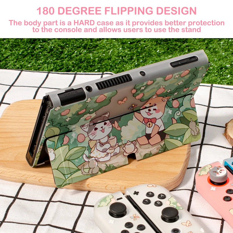 For Nintendo Switch OLED Cute Cartoon Anime Case Joy Con Controller Shell Kawaii Pink Soft Silicone Protective Cover Accessories