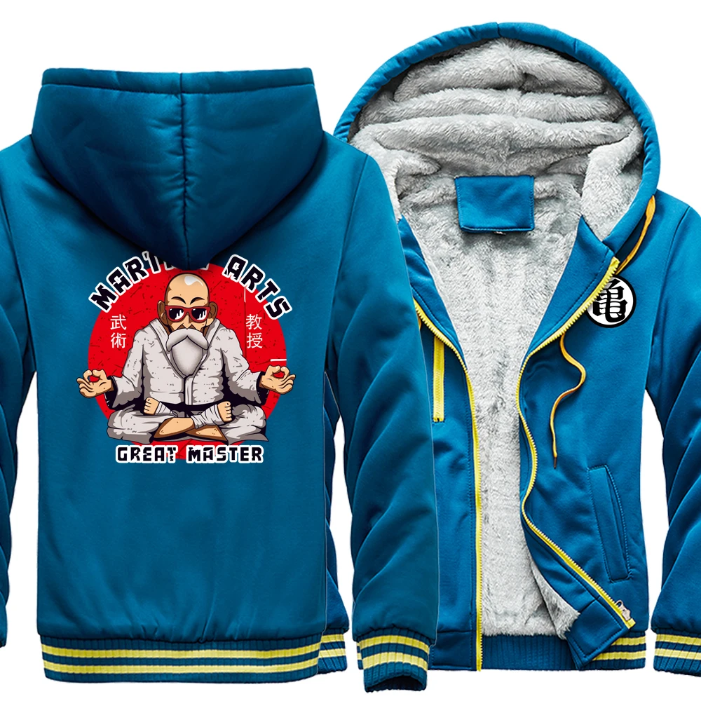 

Master Roshi Hooded Zipper Casual Mens Dragon Ball Cartoon Jackets Men Thick Coat Winter Hoodies Fashion Warm Hip Hop Streetwear