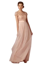 

Vestido Para Madrinhas Pink Tulle Bridesmaid Dresses 2015 Short Sleeves Coral Lace A Line Robe Demoiselle D'honneur
