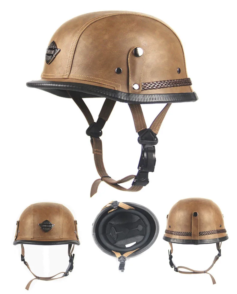 Motorcycle HL cruise retro helmet German steel helmet locomotive helmet helmet handmade leather helmet