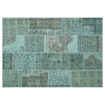 

Handmade Green Vintage Overdyed Patchwork Area Rug 160x230 Cm-5'3''X7'7''