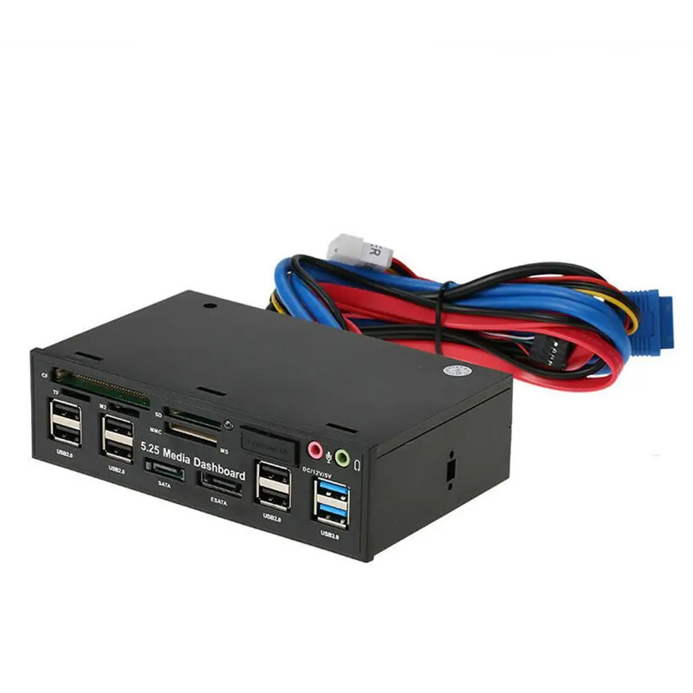 5,25 ''USB 3,0 концентратор приборной панели медиа Передняя панель аудио ESATA SATA кард-ридер