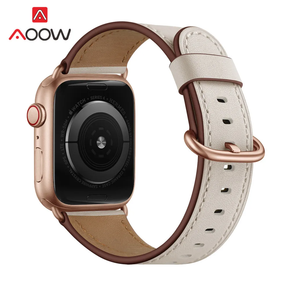 Ремешок для часов из натуральной кожи для Apple Watch 5, 4, 38 мм, 42 мм, 40 мм, 44 мм, роскошный мужской и женский браслет для iWatch 3, 2, 1