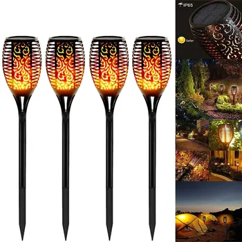 

4Pcs Solar Flame Light 3 three installation methods Control Solar Flame Light Outdoor Waterproof Garden Torch Lamp