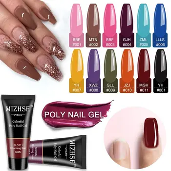 

MIZHSE 12 Colors Poly Nail Gel Quick Building Acrylic Poly Extension UV Fast Builder Gel 30g Poly Nails Gel Hard Gel Nail Polish