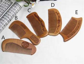 

20 pcs/lot Natural Peach Wood Comb Close Teeth Anti-static Head Massage Hair Care Wooden Tools Beauty Accessories