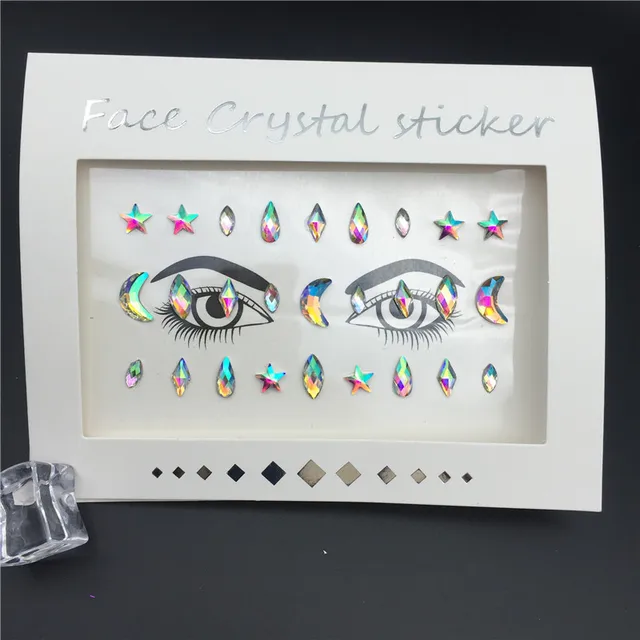 3D Crystal Glitter Jewels Tattoo Sticker Women Fashion Face Body Gems Gypsy Festival Adornment Party Makeup