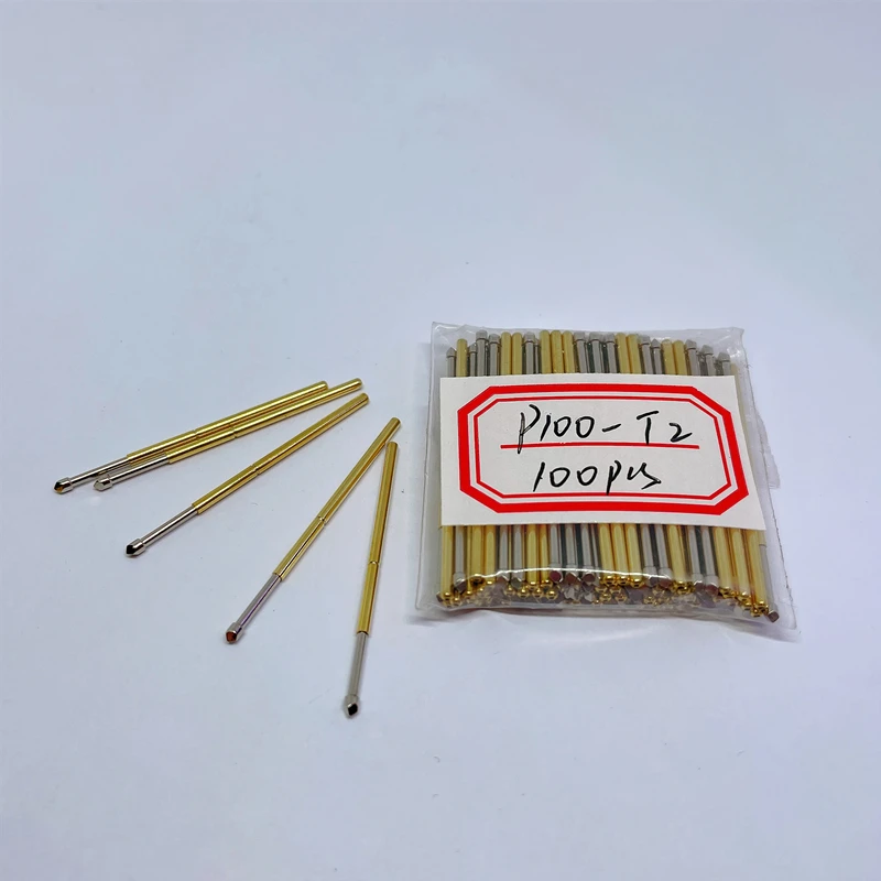 

100pcs Metal Brass Nickel-Plated Compression Test Pin P100-T2 Diameter 1.36mm Household Electronic Universal Probe