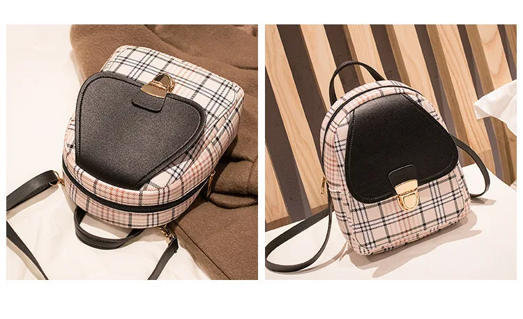 Mini Backpack Crossbody Bag For Teenage Girl Plaid Women Shoulder Phon –  Special Stones LLC