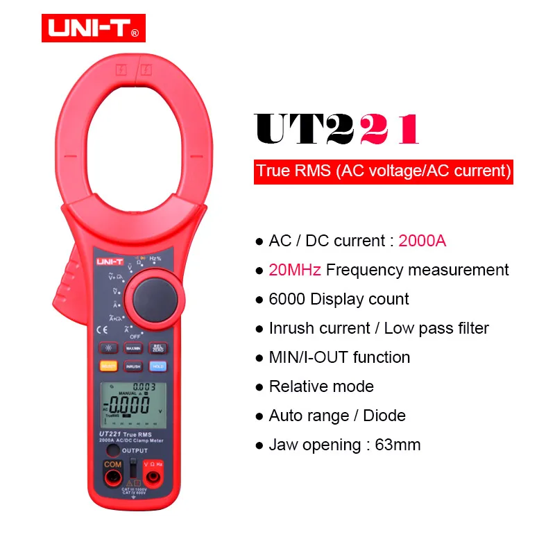 UT221 UNI-T UT220 UT221 UT222 цифровой клещи; AC DC измеритель напряжения тока; автоматический Диапазон мультиметр непрерывности зуммер/диод тестер - Цвет: UT221