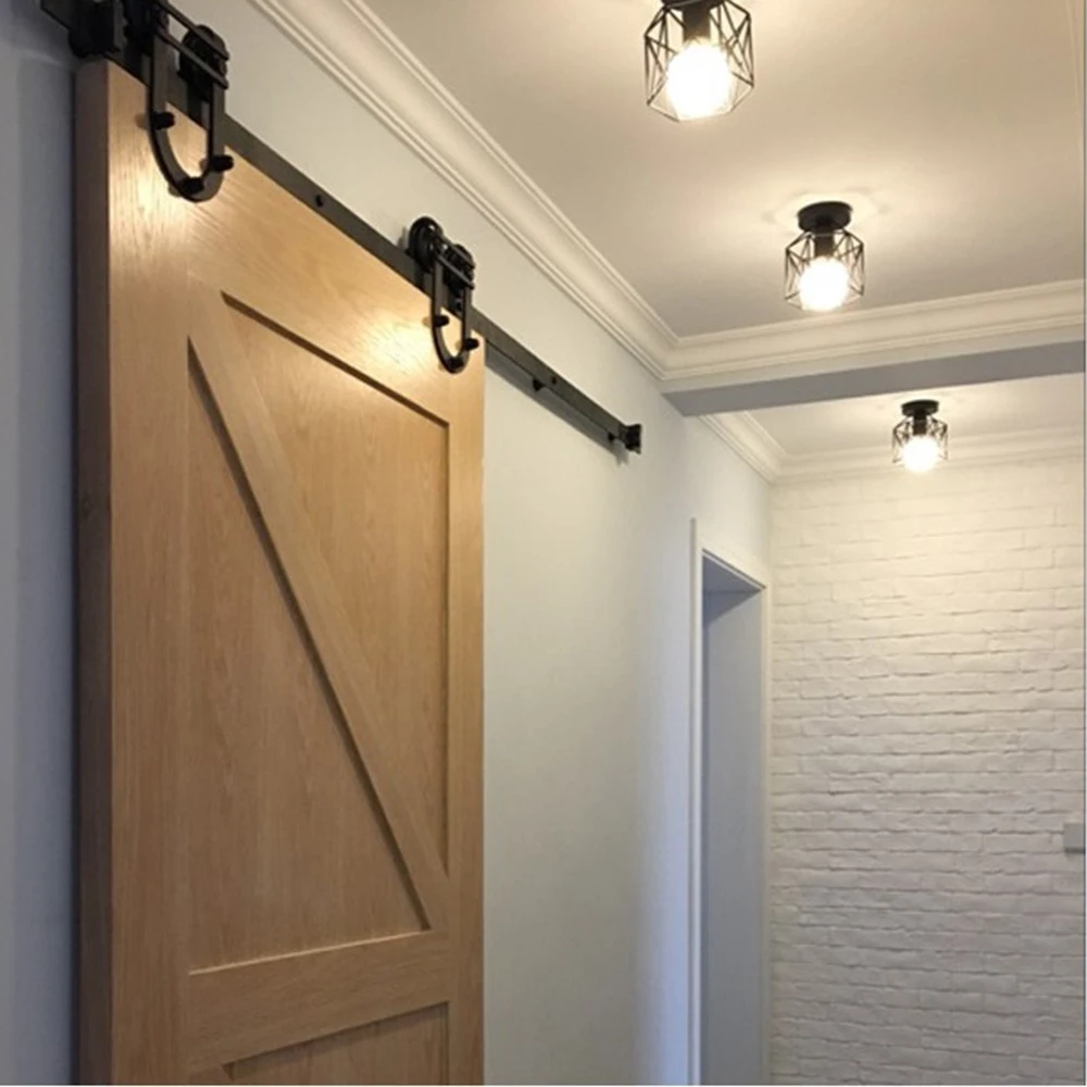 Скандинавский Ретро светодиодный потолочный светильник 85-240 в E27 держатель лампы черный кованый потолочный светильник для кухни гостиной балкона крыльца