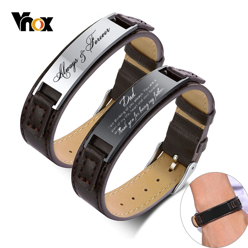 Vnox Free Personalize Bracelets For Men 16mm Adjule Leather Vnox Free Personalize Bracelets For Men