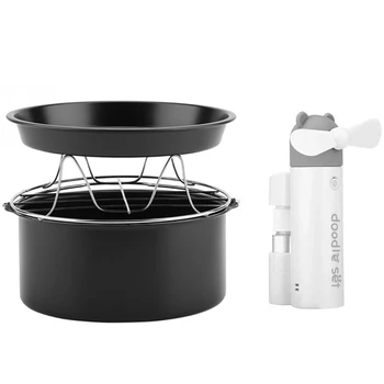 

7 Inch Fryer Accessory 3 in 1 Multifunctional Air Fryer Accessories Set Kit with Handheld Fan