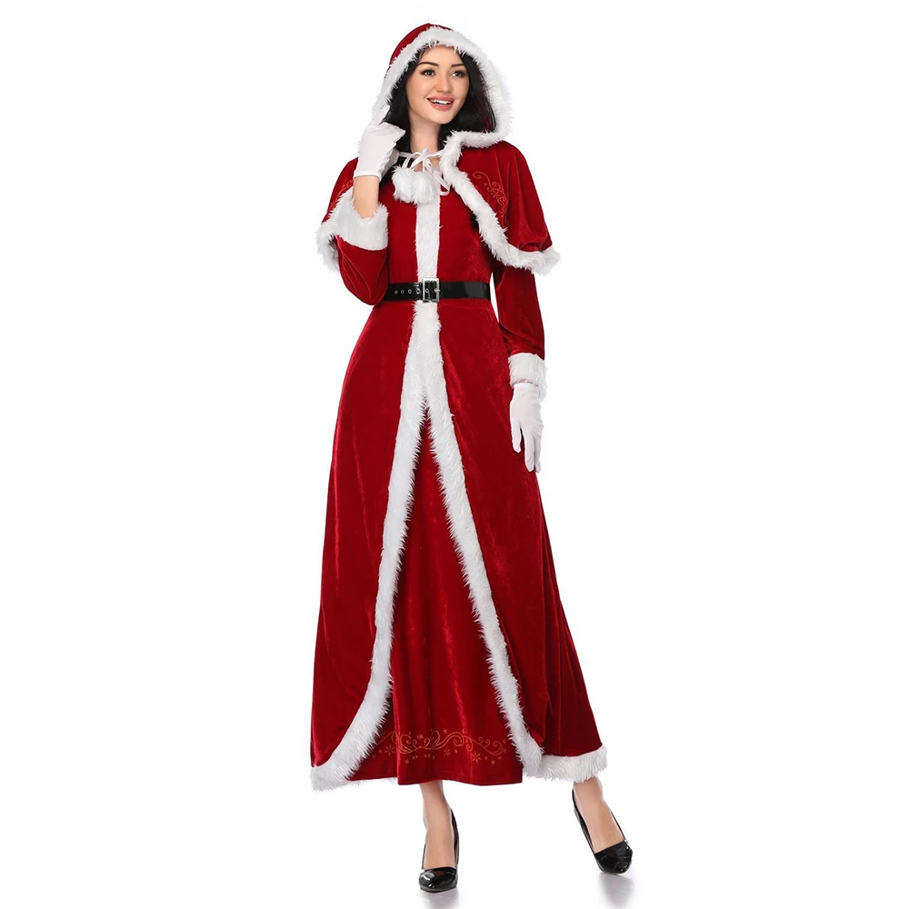 Для женщин рождественские Санта Клаус костюм Одежда Косплей Карнавальный костюм с длинным рукавом Костюм с рождественским рисунком для взрослых casa de papel disfraz