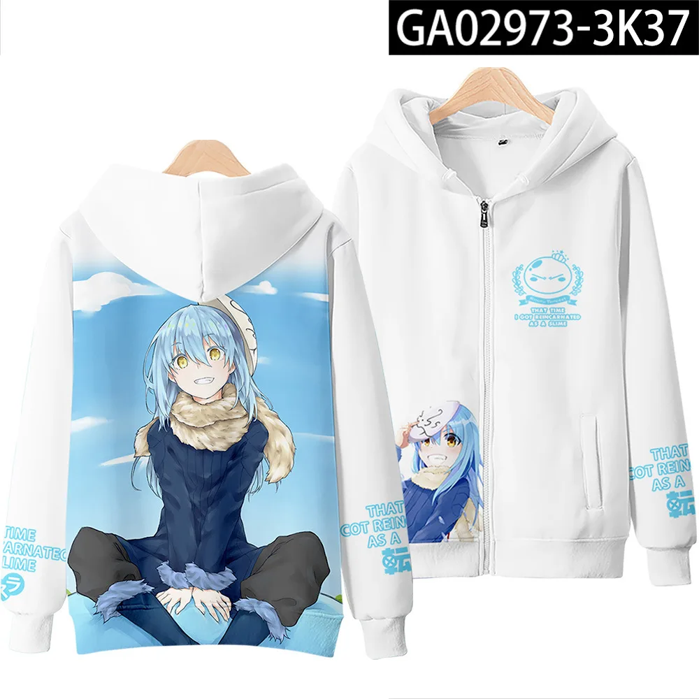 Anime That Time I Got Reincarnated As A Slime Rimuru Tempest Cosplay Costume Unisex 3D Hoodie Zipper Hooded Sweatshirt Outerwear morticia addams dress Cosplay Costumes